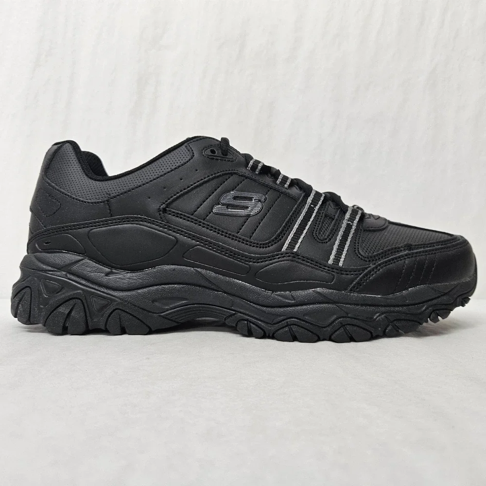 Skechers After Burn Strike On Training Shoe 50122/BBK Black Leather Mens Size 12